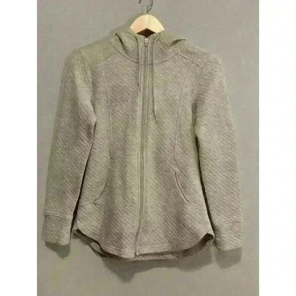 RBX Womens Gray Hoodie Full Zip Sweatshirt Quilted Jacket  Sz XS Reebok - Picture 1 of 4
